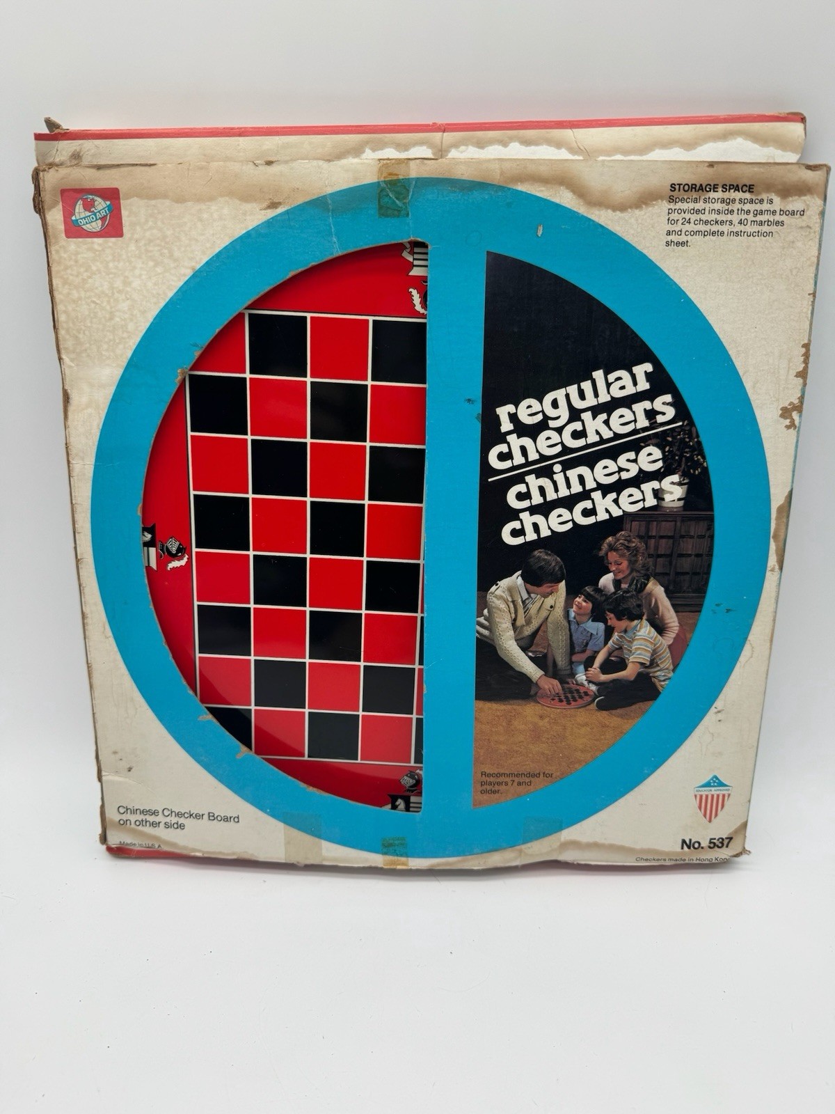 VINTAGE BOXED BOARD GAME CHINESE CHECKERS REGULAR CHECKERS OHIO ART 537 2 IN 1