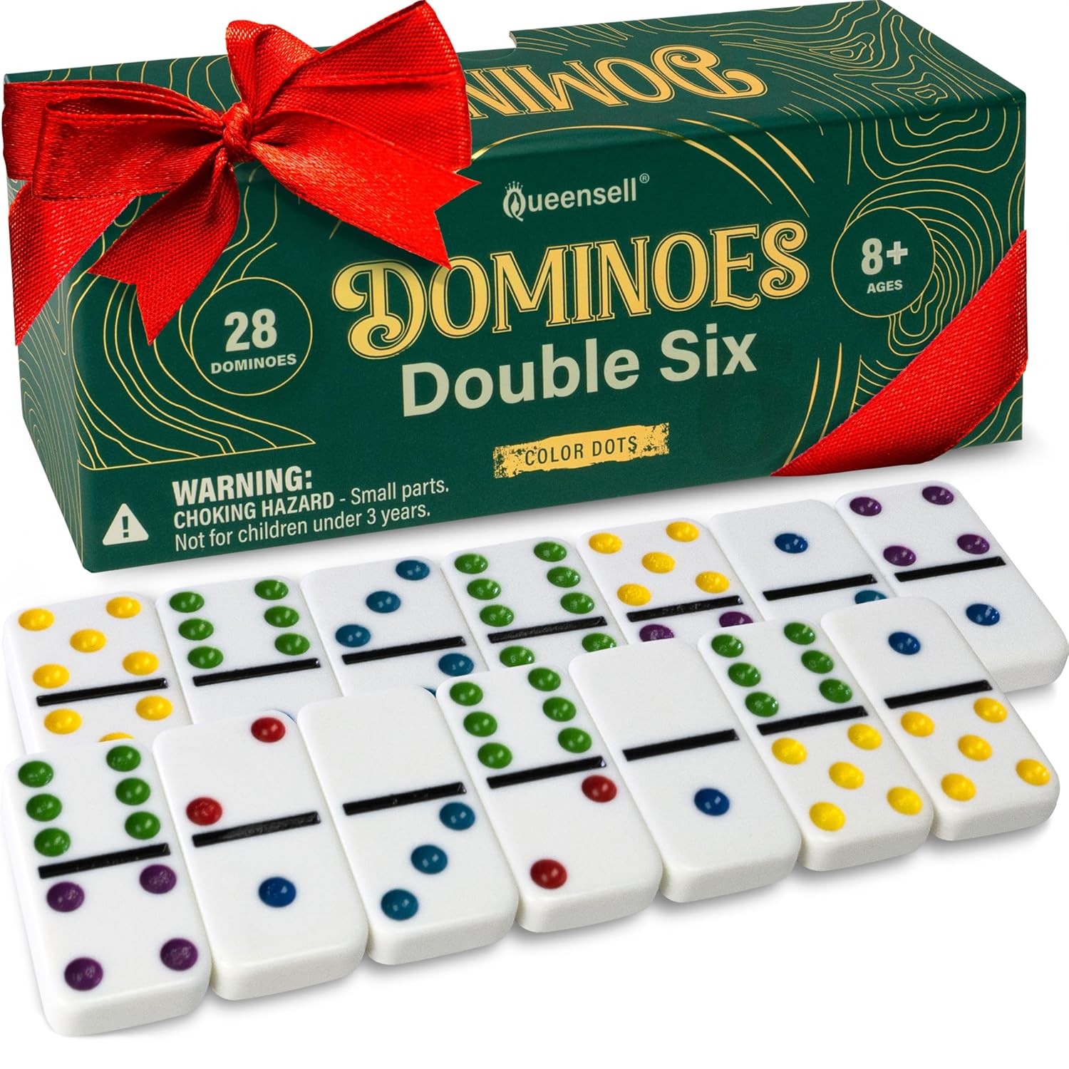 Double Six Colored Dot Dominoes Set for Adults and Kids Family Game Night