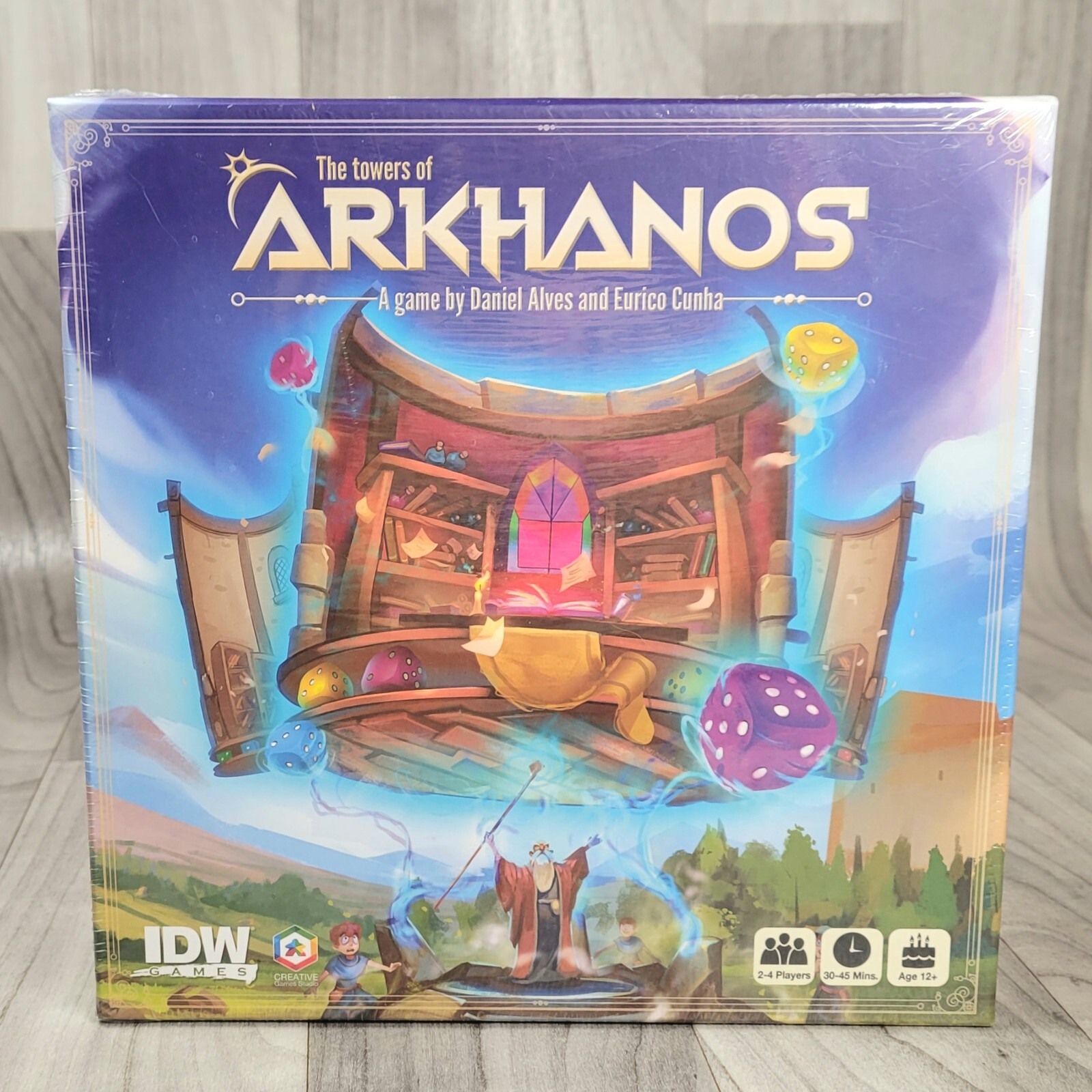 THE TOWERS OF ARKHANOS Dice Drafting Board Game, IDW Games 2019, Daniel Alves