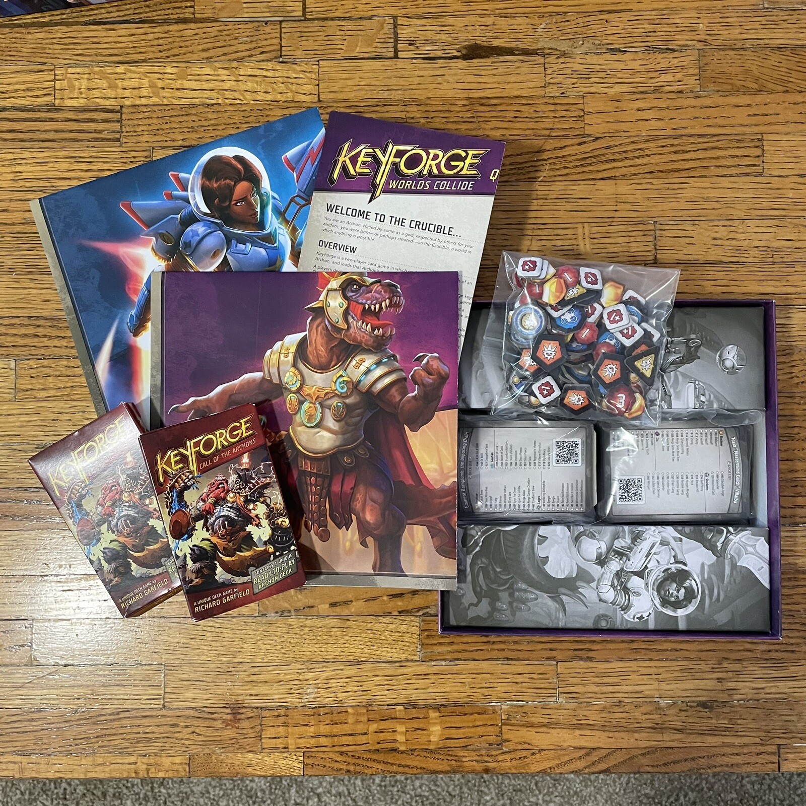 Keyforge Worlds Collide Starter Set w 2 Extra Decks Fantasy Flight Games
