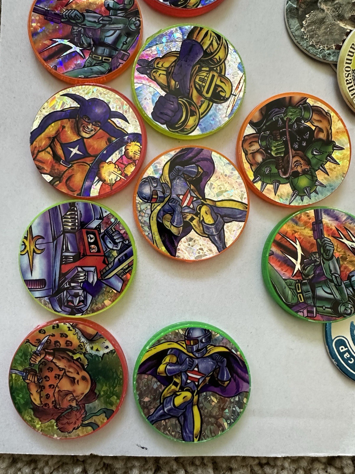 Vintage POG Pogs and Slammers HUGE LOT Plastic Slammers with Various POG Caps