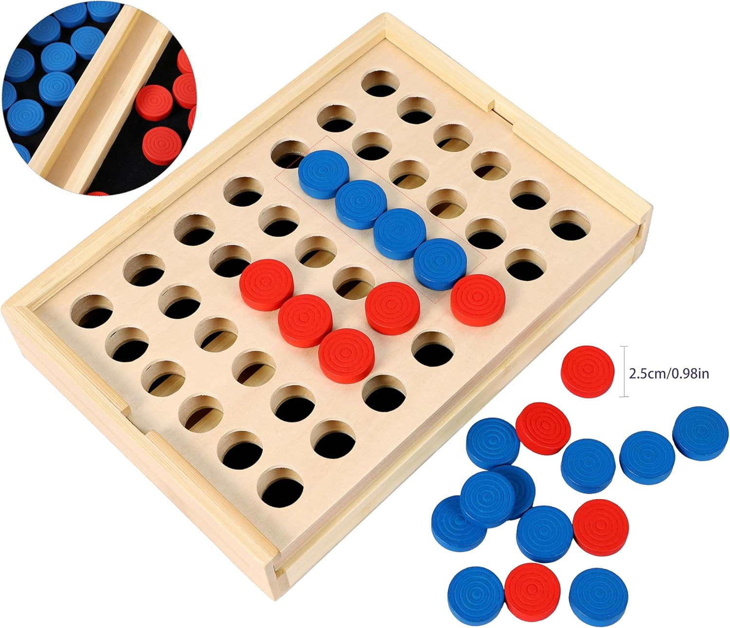 TOWO Wooden 4 in a Row Game – Classic Strategy Game for Adults Children-Connect