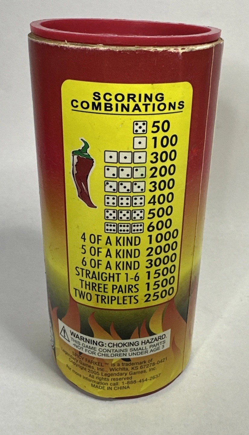 Spicy Farkel Farkle Dice Game High Stakes Double Scores LGI Family W/Score Sheet