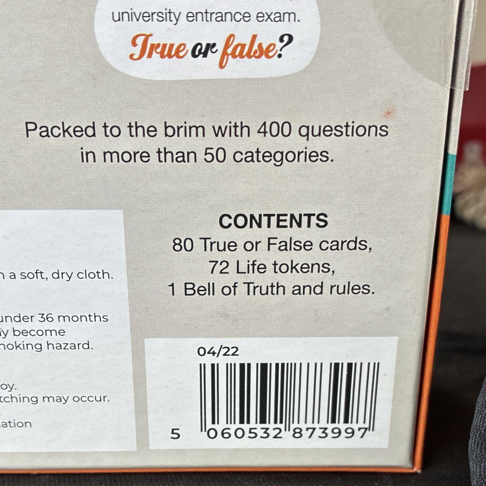 Ginger Fox True Or False Trivia Card Game Bell of Truth 14+ 3+ Players