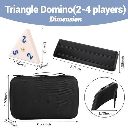 Triangle Domino Game Set 56 Tiles with 4 Holders Travel Case for Kids Adults