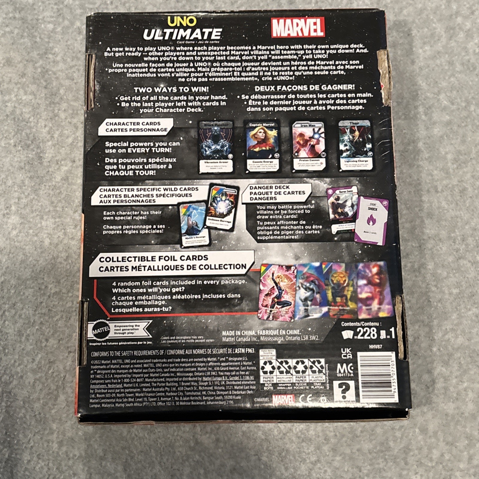 Marvel 1st Edition UNO Ultimate Black Panther Thor Iron Man Cptn Marvel – 3 Foil