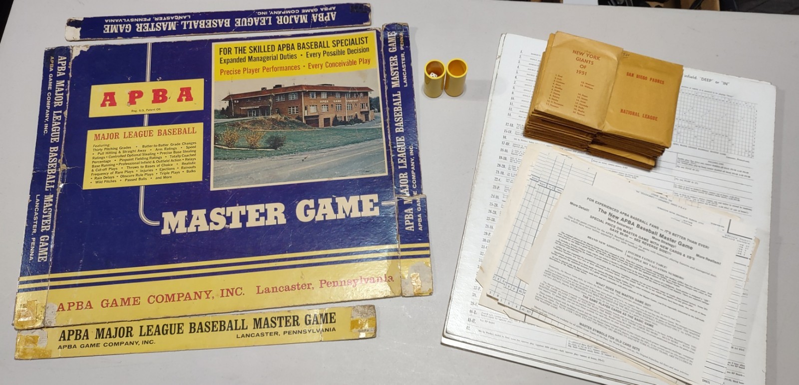 APBA Baseball Game Major League Baseball with Box