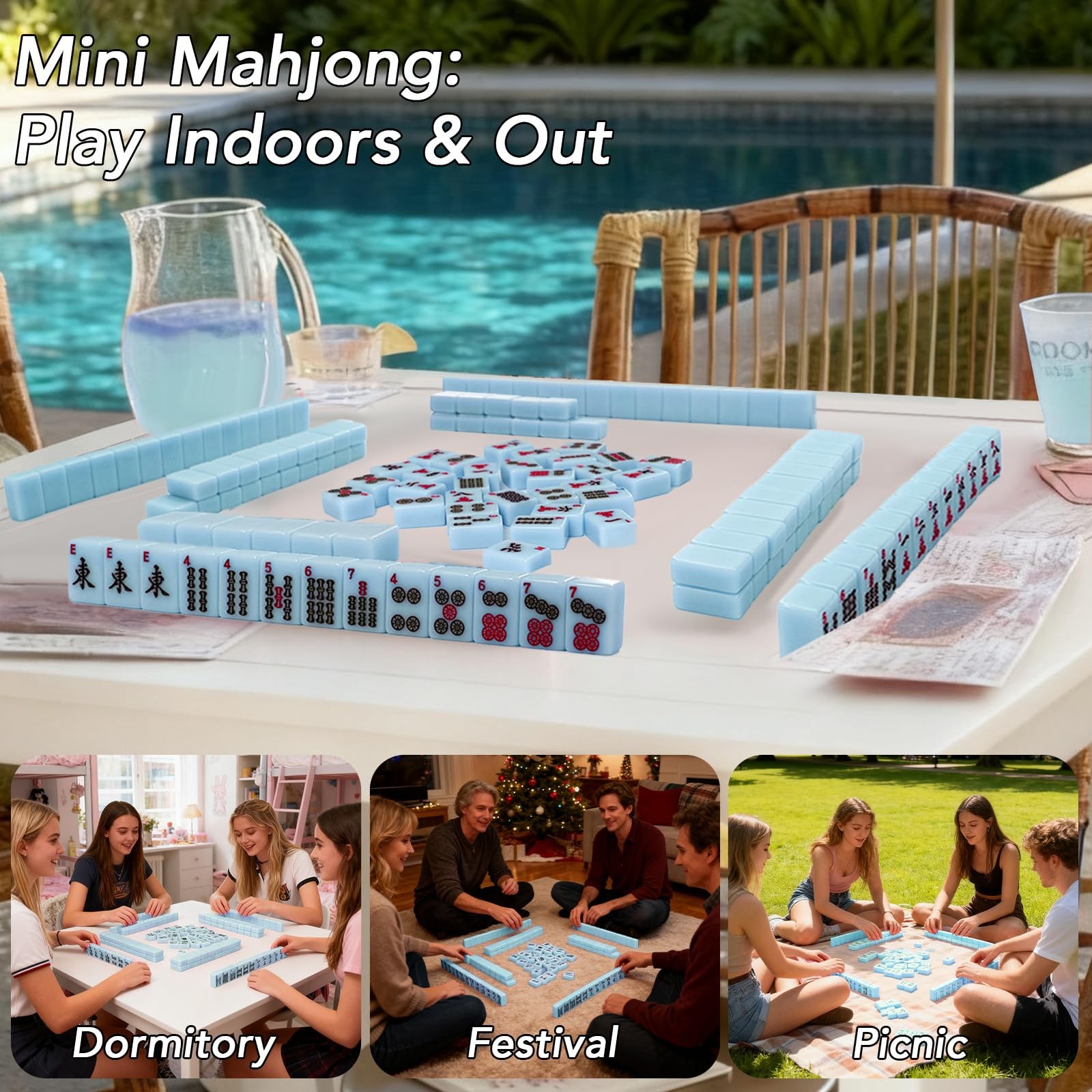 American Mahjong Tiles Set,166 Tiles Game with Acrylic Storage Case,Mahjong G…