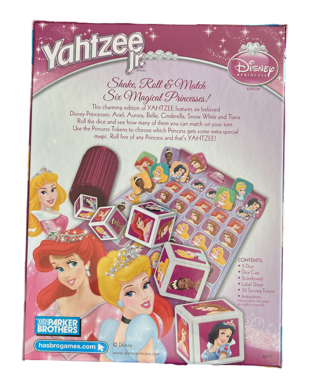 NIB – Yahtzee Jr Disney Princess Edition (2010, Hasbro) Dice Game Factory Sealed