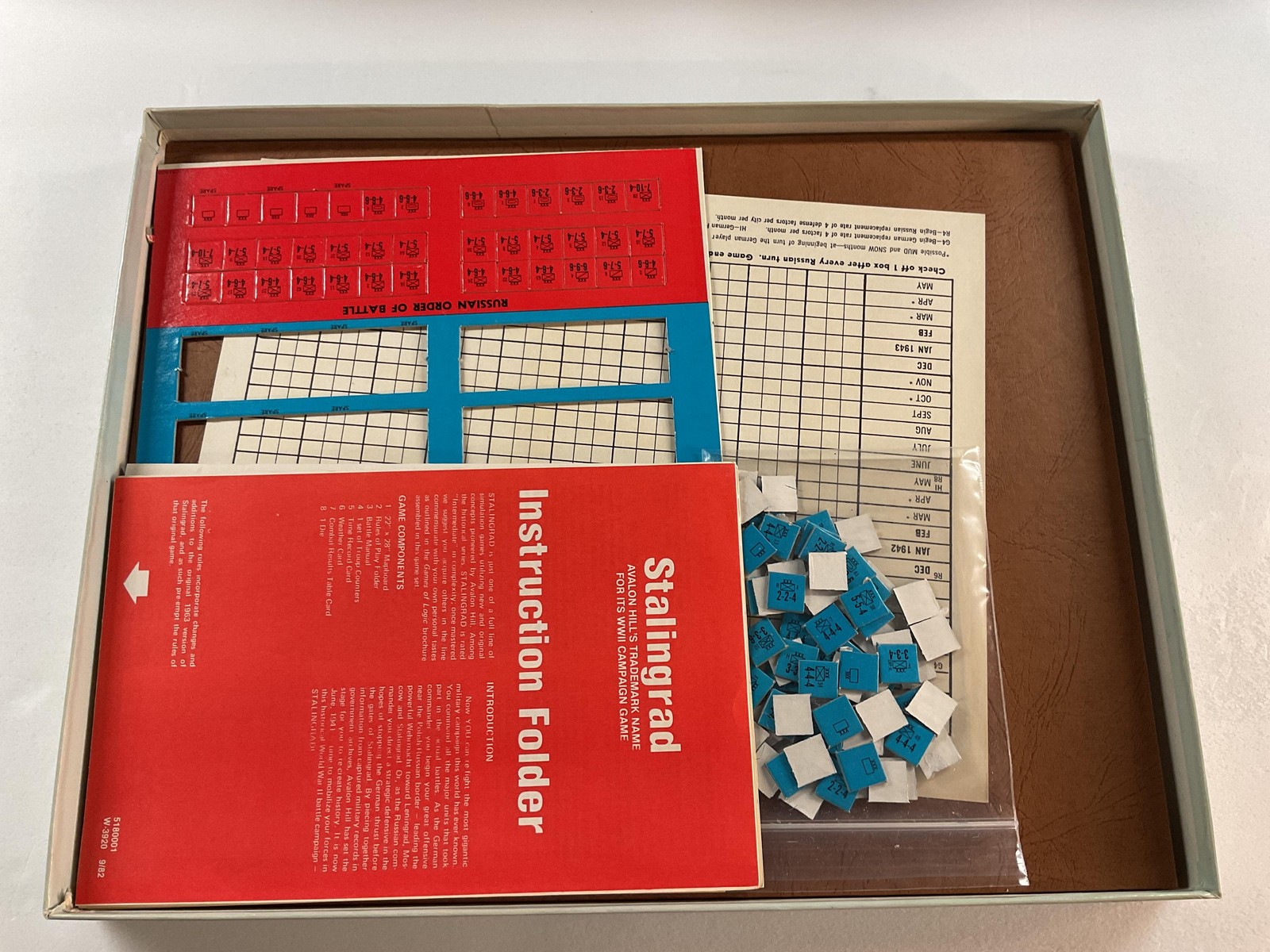 Vintage 1963 Stalingrad Board Game Avalon Hill WWII War Theme USA Red Box