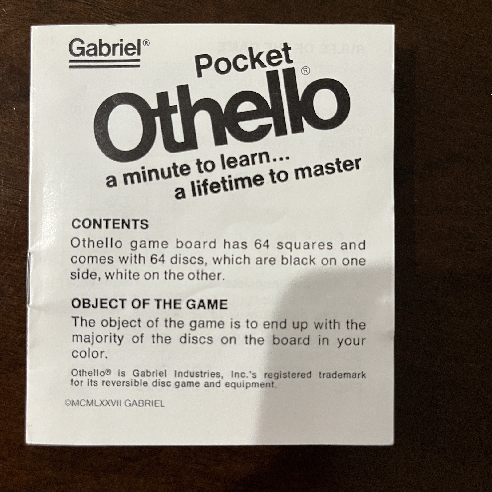 Vintage 1977 GABRIEL Pocket Othello Board Game – 100% COMPLETE + extra buttons