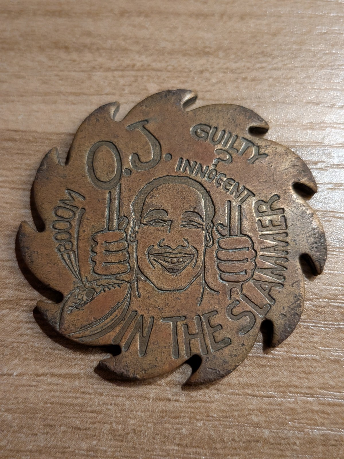 Rare OJ SIMPSON IN THE SLAMMER “THE CHASE” Saw Slammer Metal POG ’94 Collectors