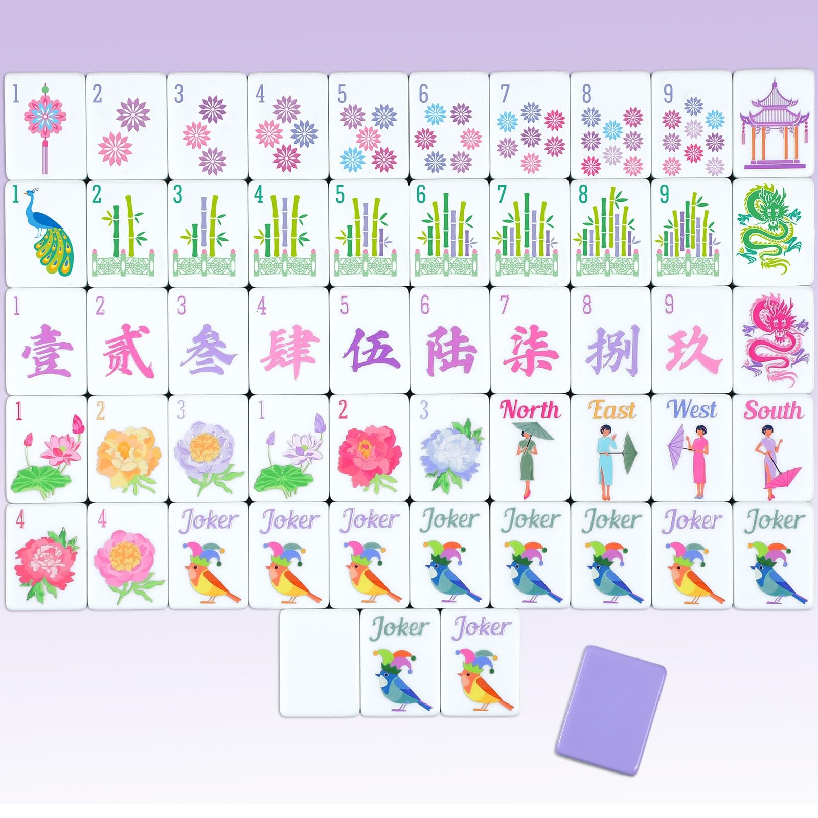 Arrowbash 160 Pcs Floral American Mahjong Set 1.2 Inch Flower Mahjong Tiles S…