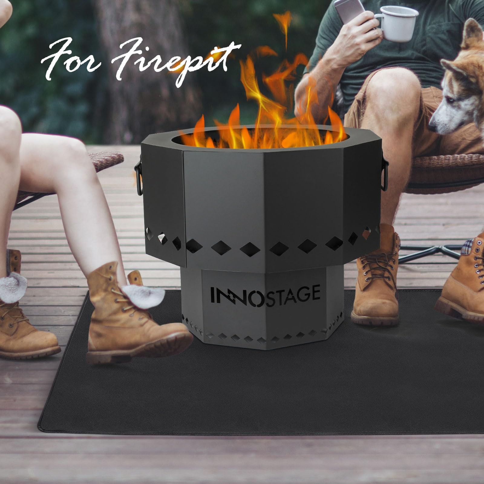 Fireplace Rugs Fire Resistant – 28 X 48 X 0.04 Inch 2’4″ x 4′ (Square), Black
