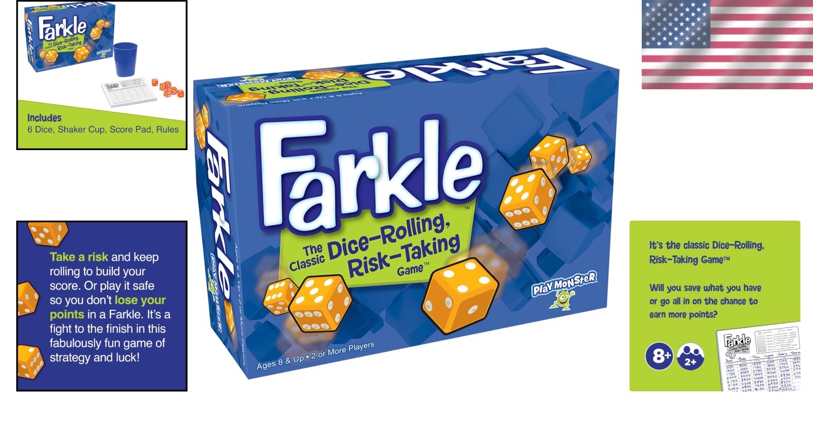 Farkle Dice Game Set – Complete with Cup & Score Sheets for Engaging Fun Ages 8+