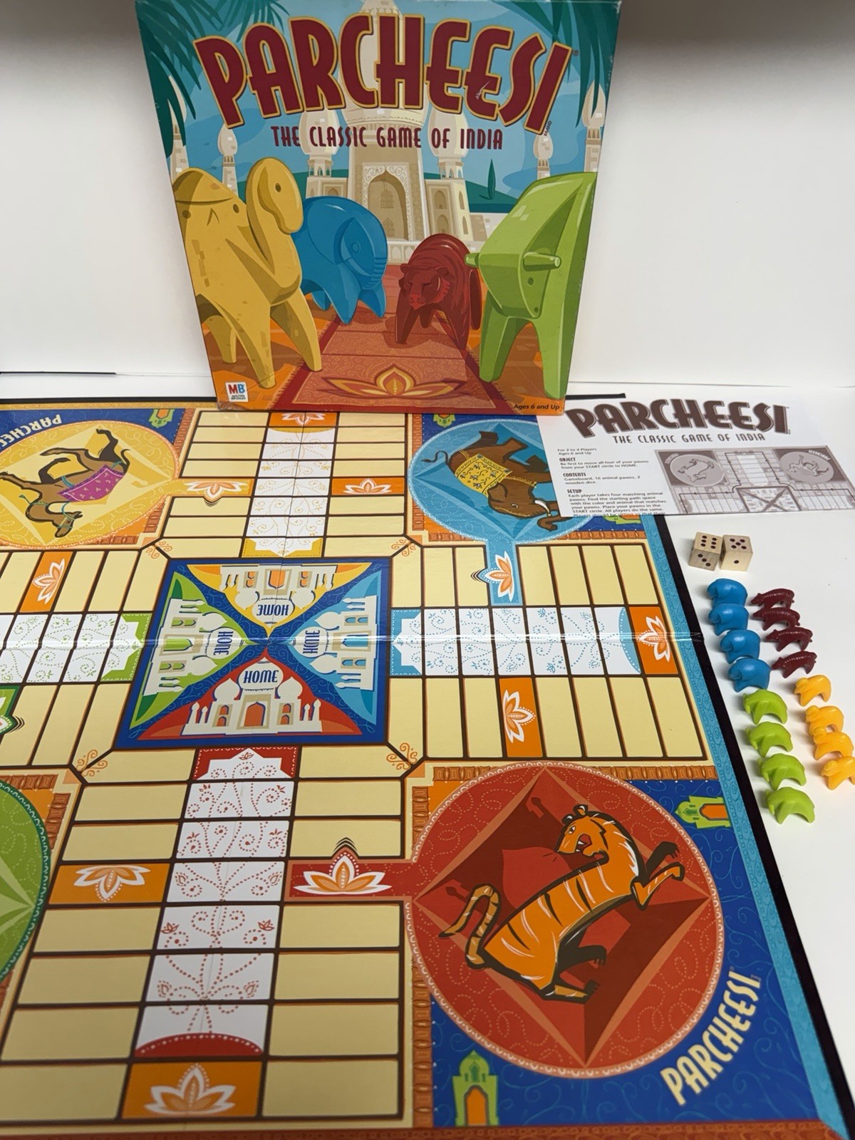 Parcheesi The Classic Game of India MB Hasbro 2001 – Rare – Complete
