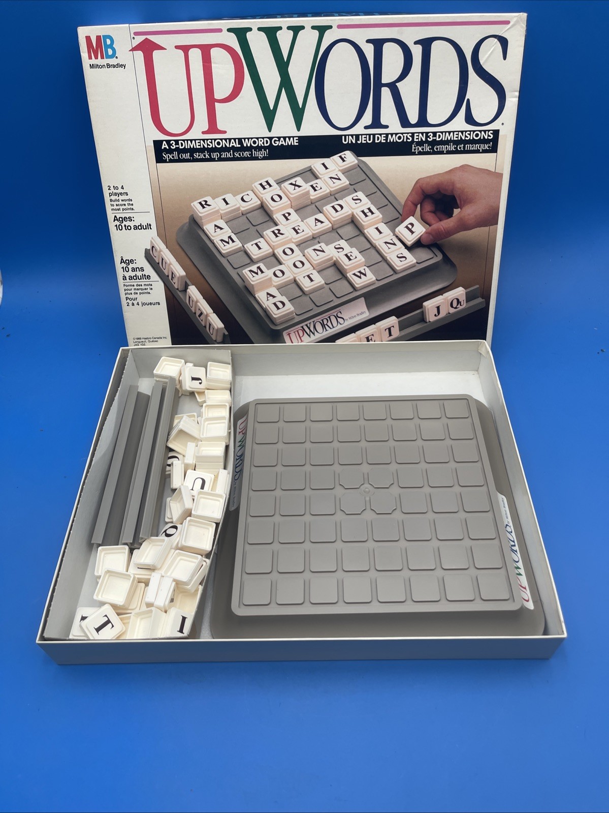 Upwords Board Game Milton Bradley Vintage COLLECTIBLE 1988 Complete 8×8 grid