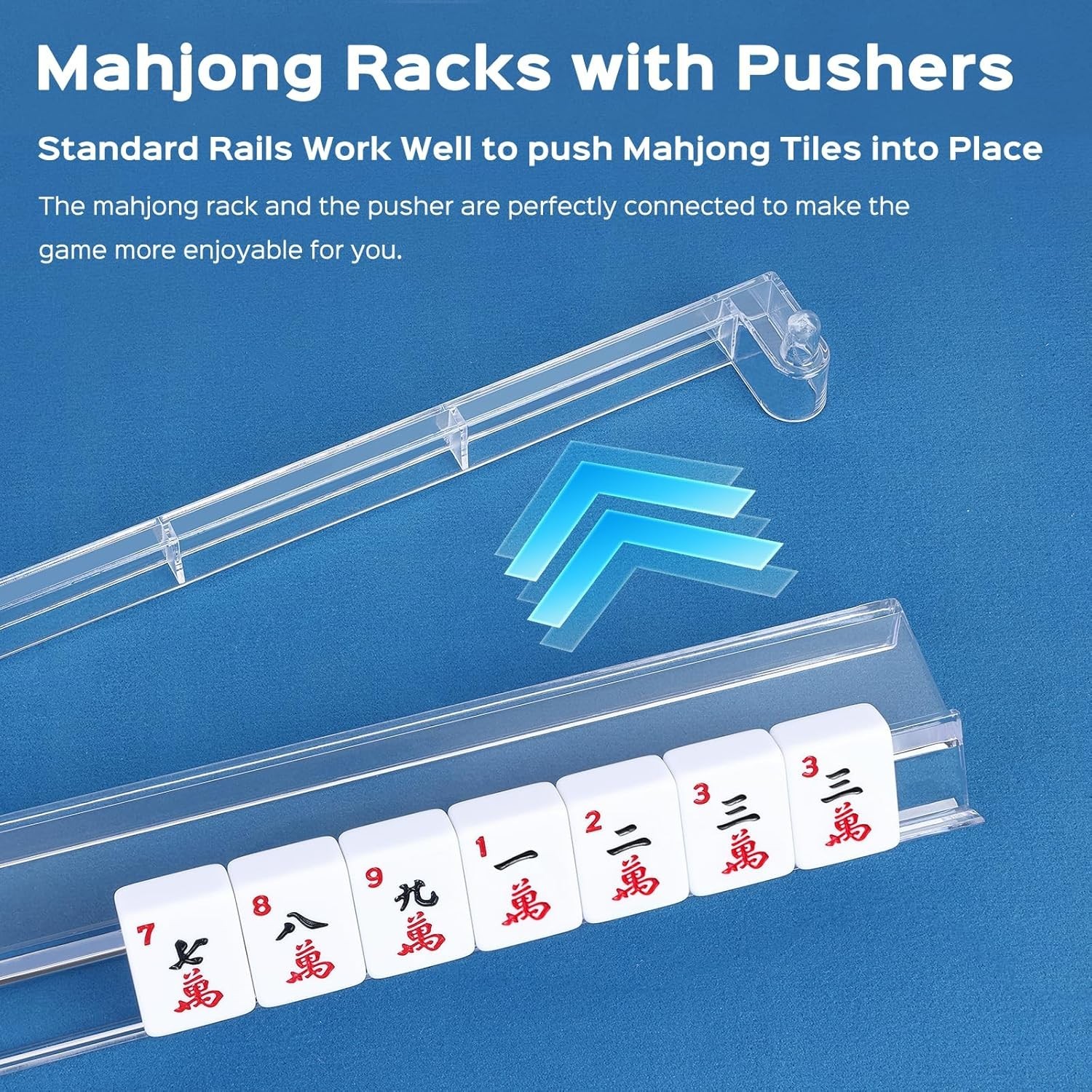 Mahjong Racks with Pushers, 4PCS Mahjong All-in-One Tile Rack and Pusher, Cle…