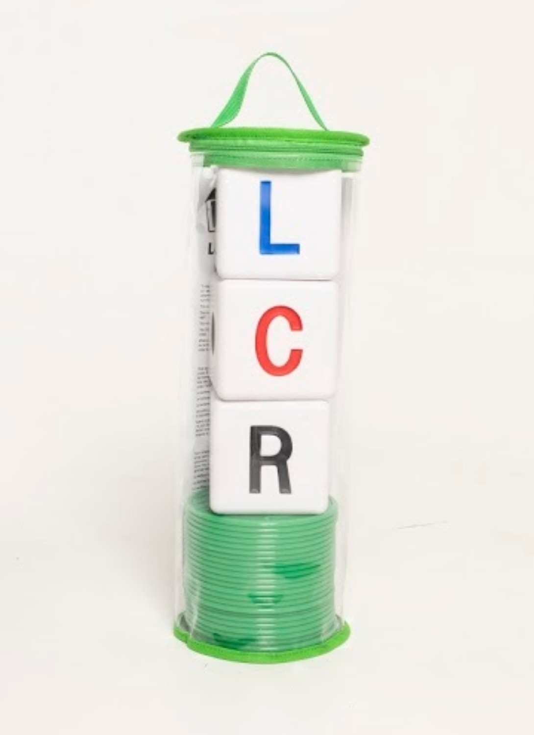 THE ORIGINAL BIG LCR® LEFT CENTER RIGHT™ DICE GAME – ZIP BAG (GREEN)