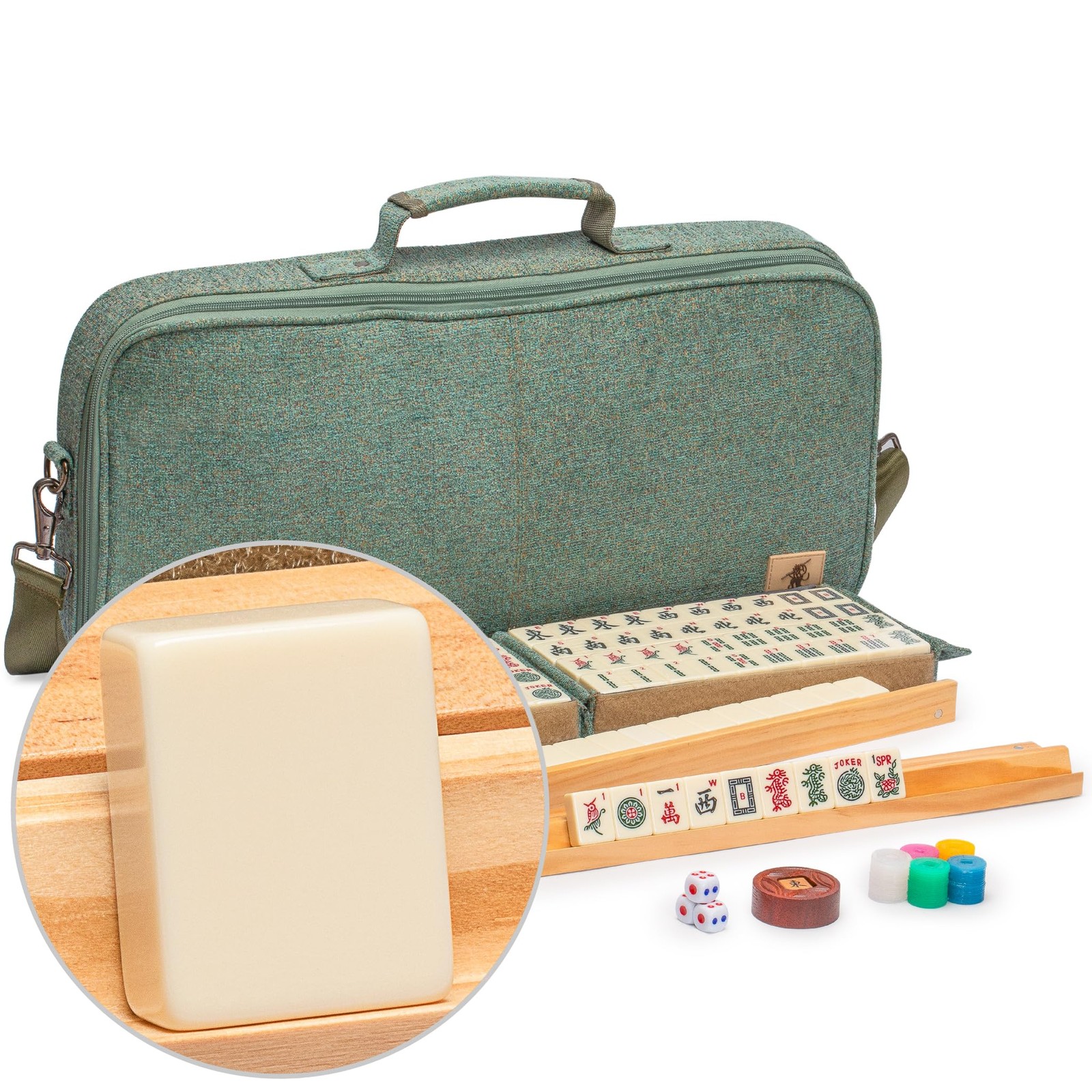 Yellow Mountain Imports American Mahjong Set, Heather with Soft Case – All-in…