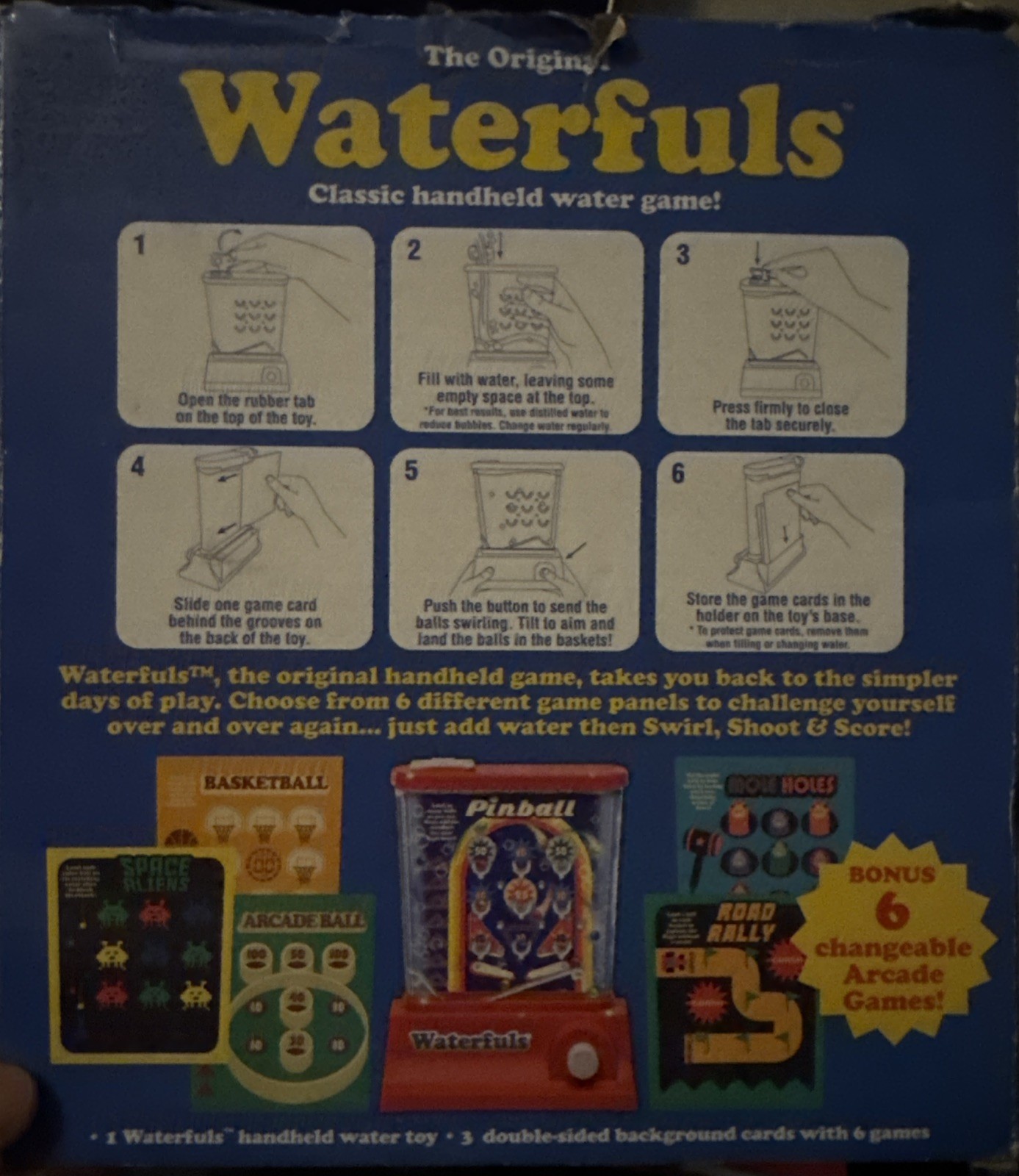 Original Waterfuls Classic Handheld Water Game – 6 Interchangeable Back Panels