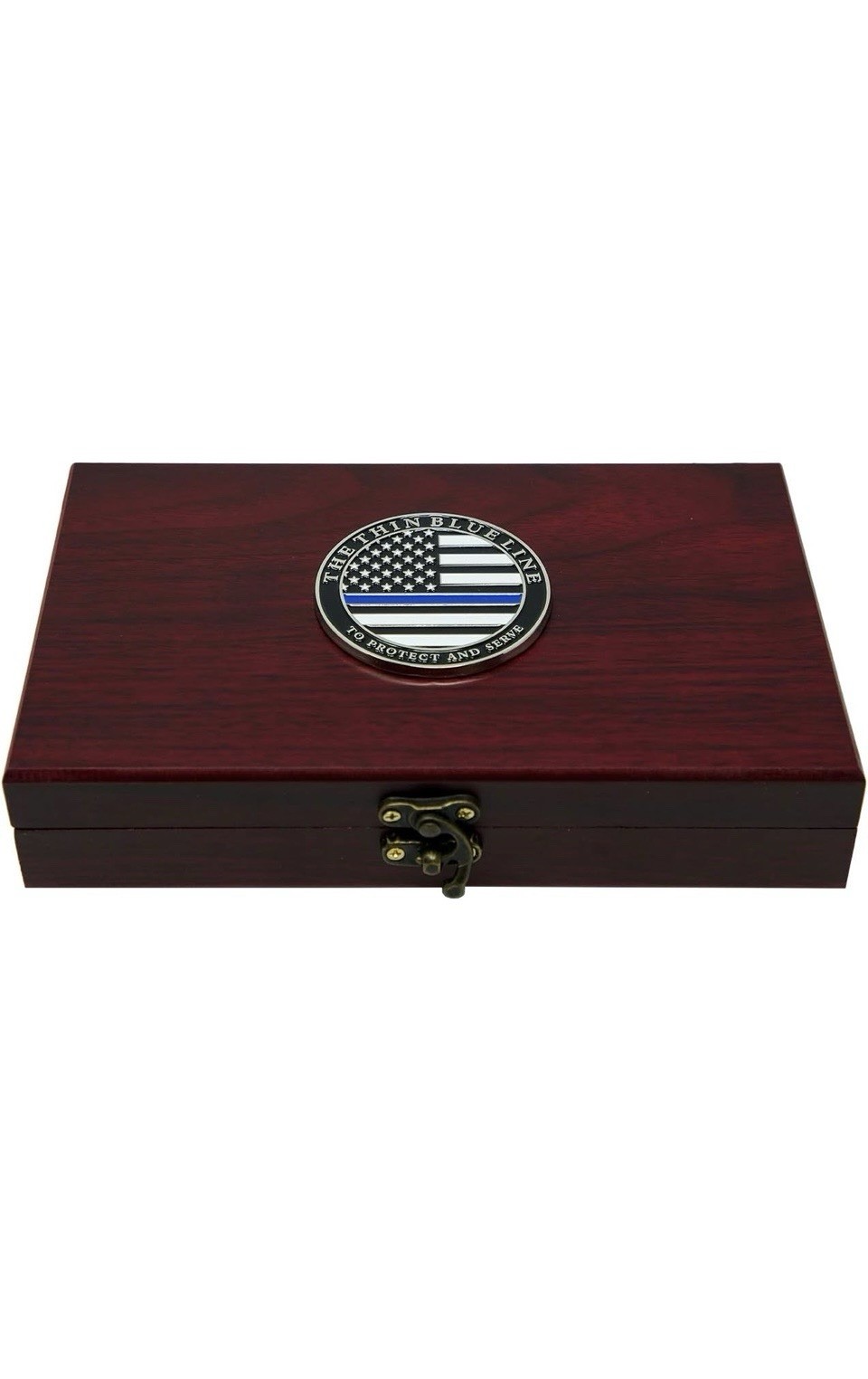 The Thin Blue Line Complete Card Game Set w/ Wooden Box, Cards and dice.