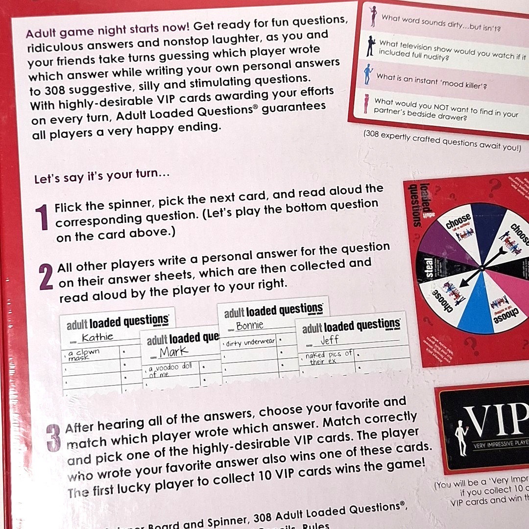 Loaded Questions Adult Themed Party Board Game 4-6 Players Ages 17+