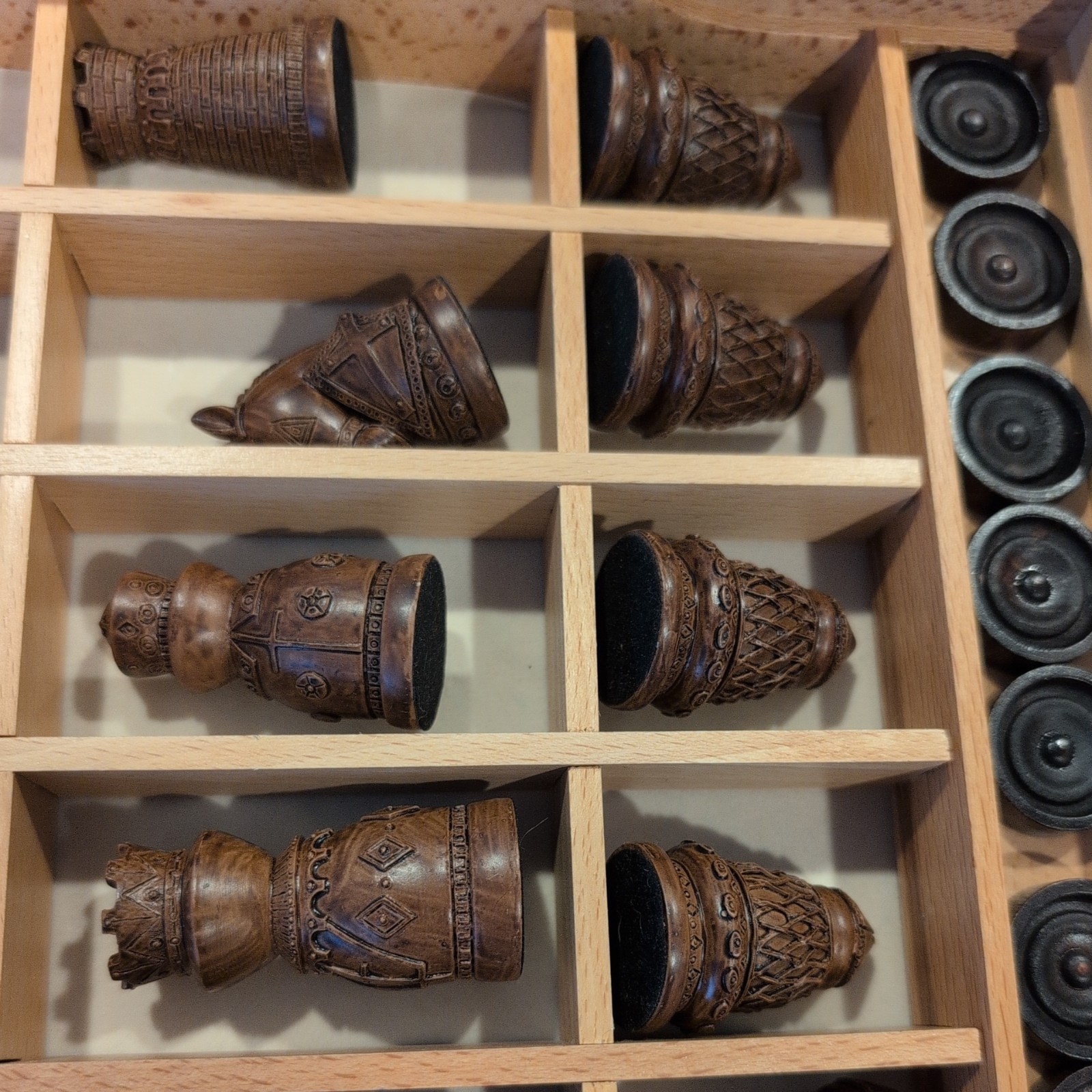 Medieval Chess Set – Wooden Board w/ Polystone Pieces Branded BushMills Whiskey