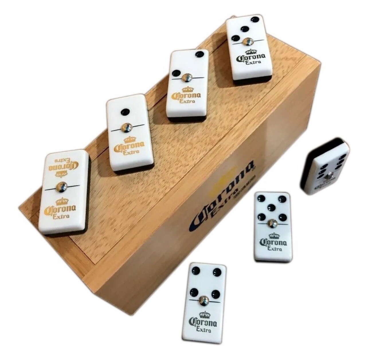 Professional Domino Set Corona Extra in Wooden Case