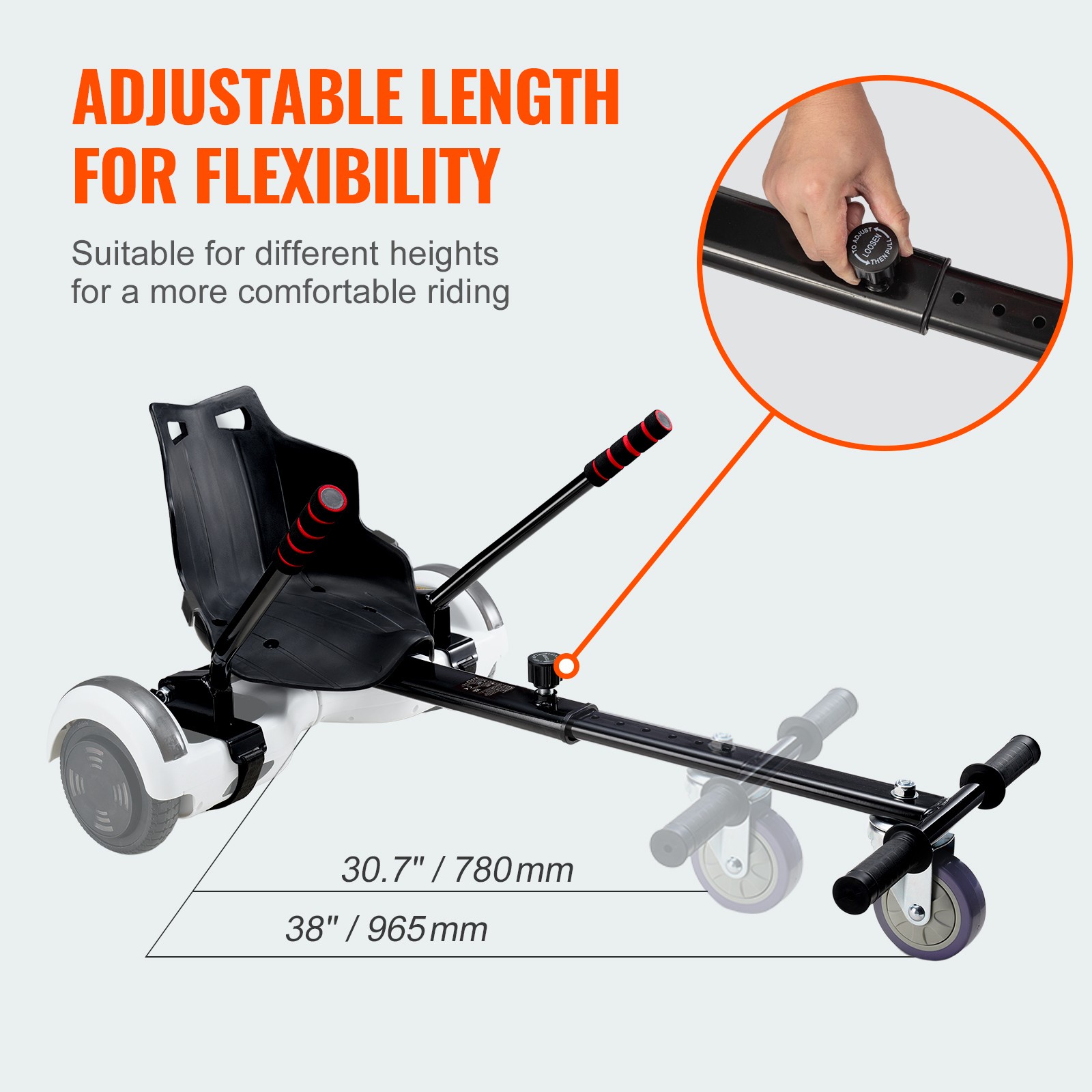 Universal Seat Hoverboard Converts Go Kart Attachment for Adults Kids Adjustable