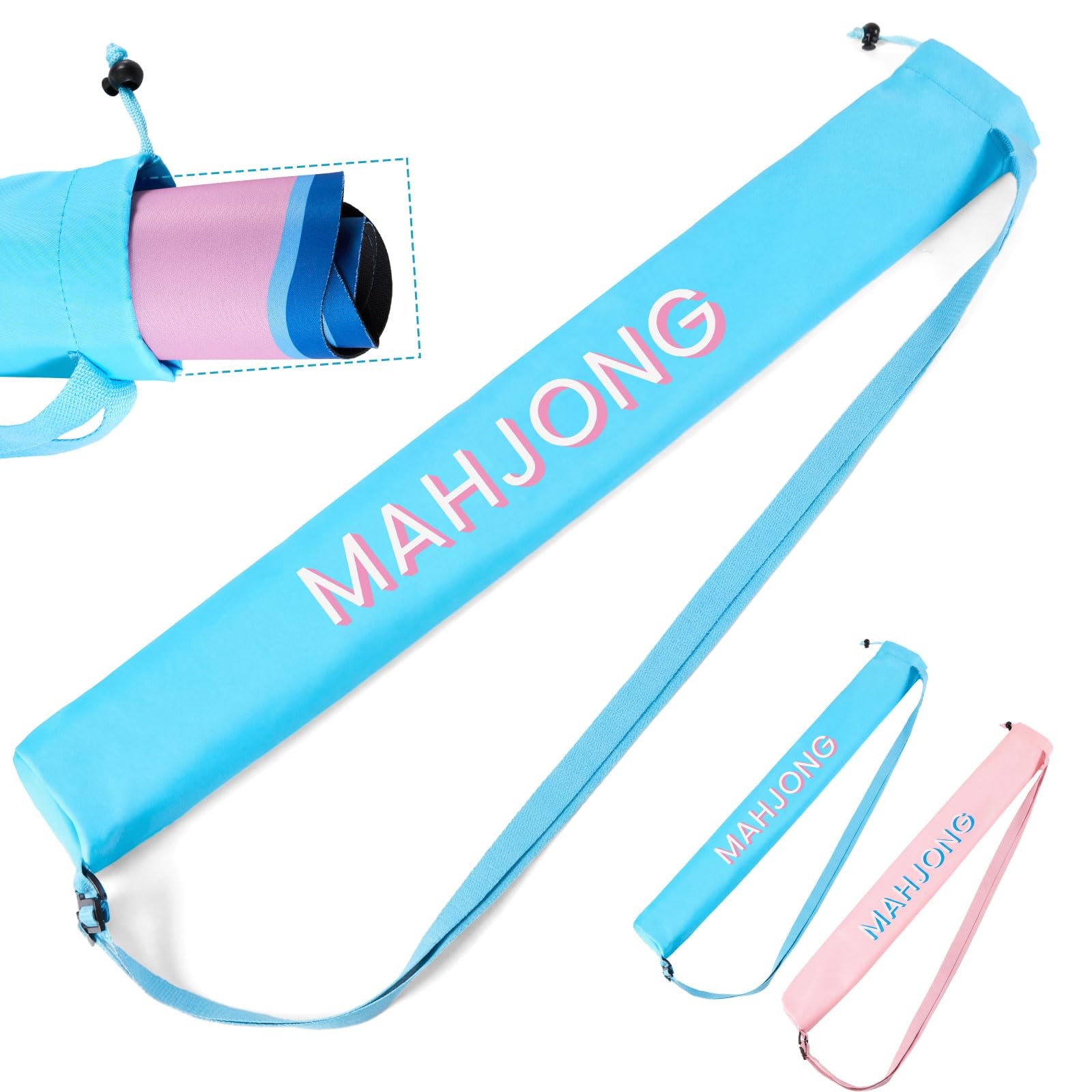 35 Inch Long Mahjong Mat Bag Cute Double Strapped Soft Polyester Drawstring M…