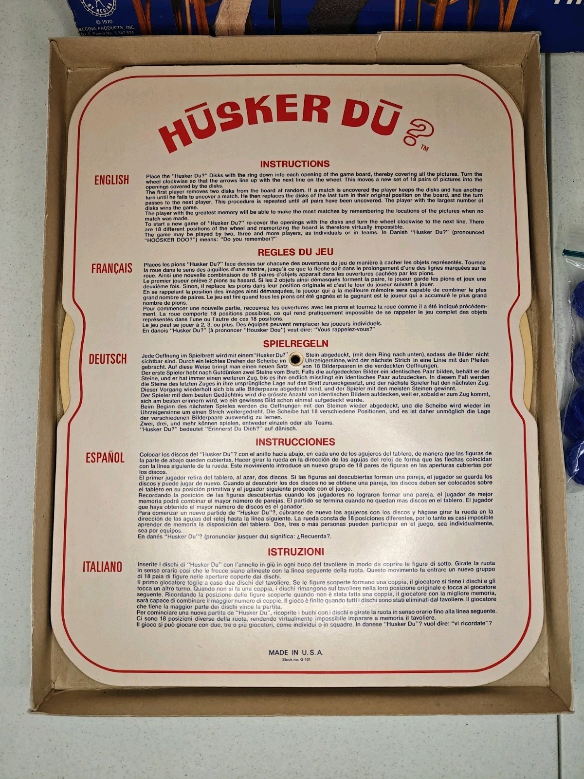 Vintage 1970 Husker Du Memory Game Do You Remember? Regina 99% Missing 1 Piece