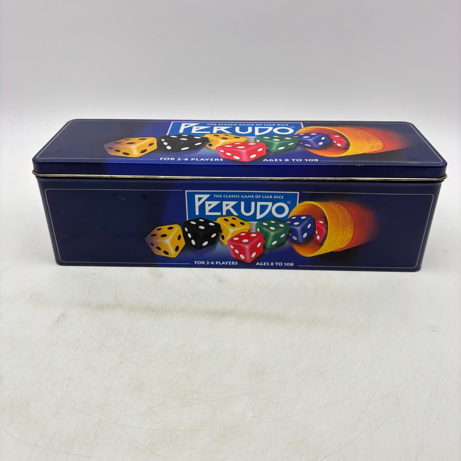 Perudo Liar’s Dice COMPLETE Pressman 2002 Cups Classic Game Tin