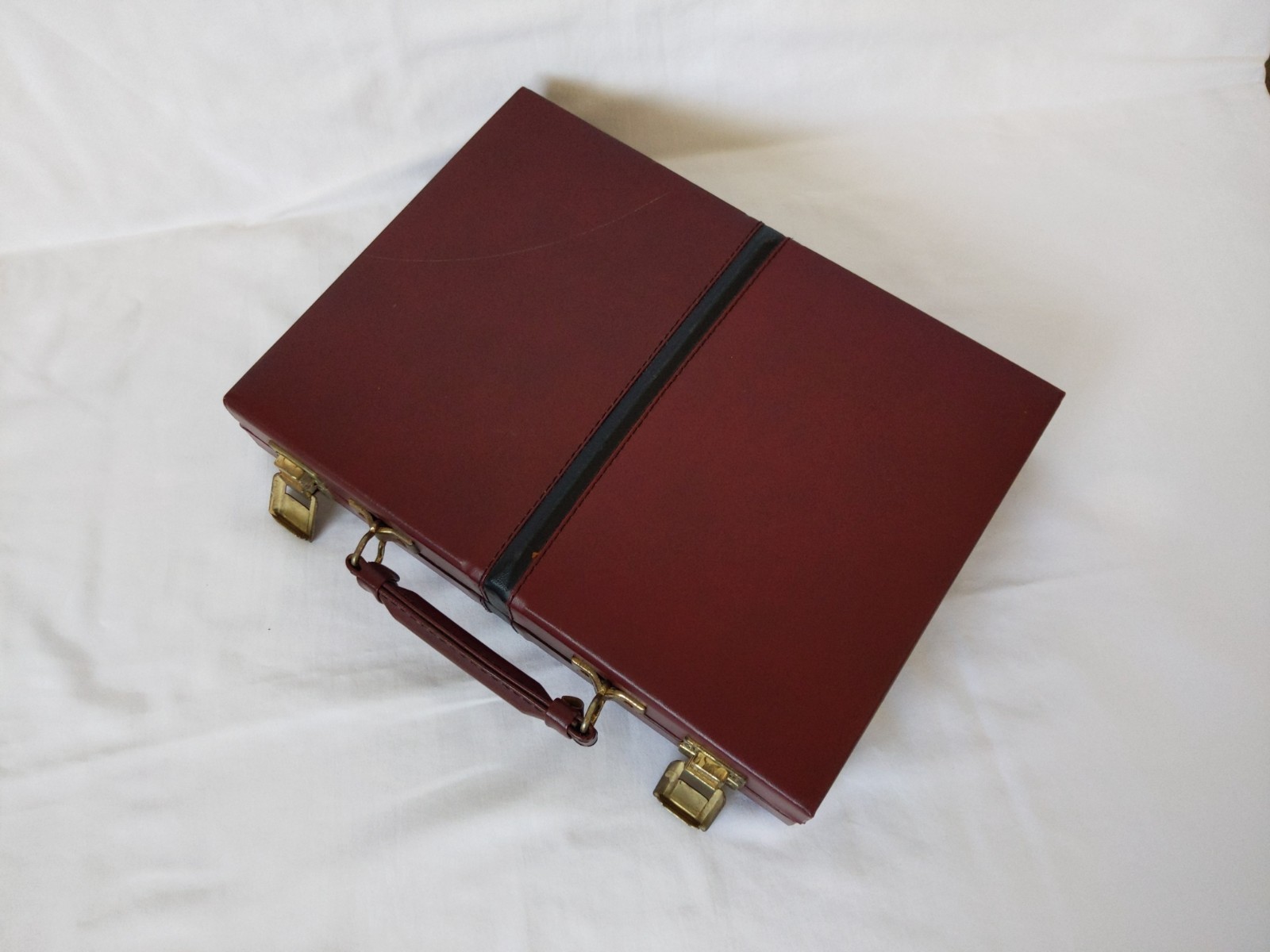 Vintage MR MAN Backgammon Board Game Leather Travel Case Box Brown Briefcase