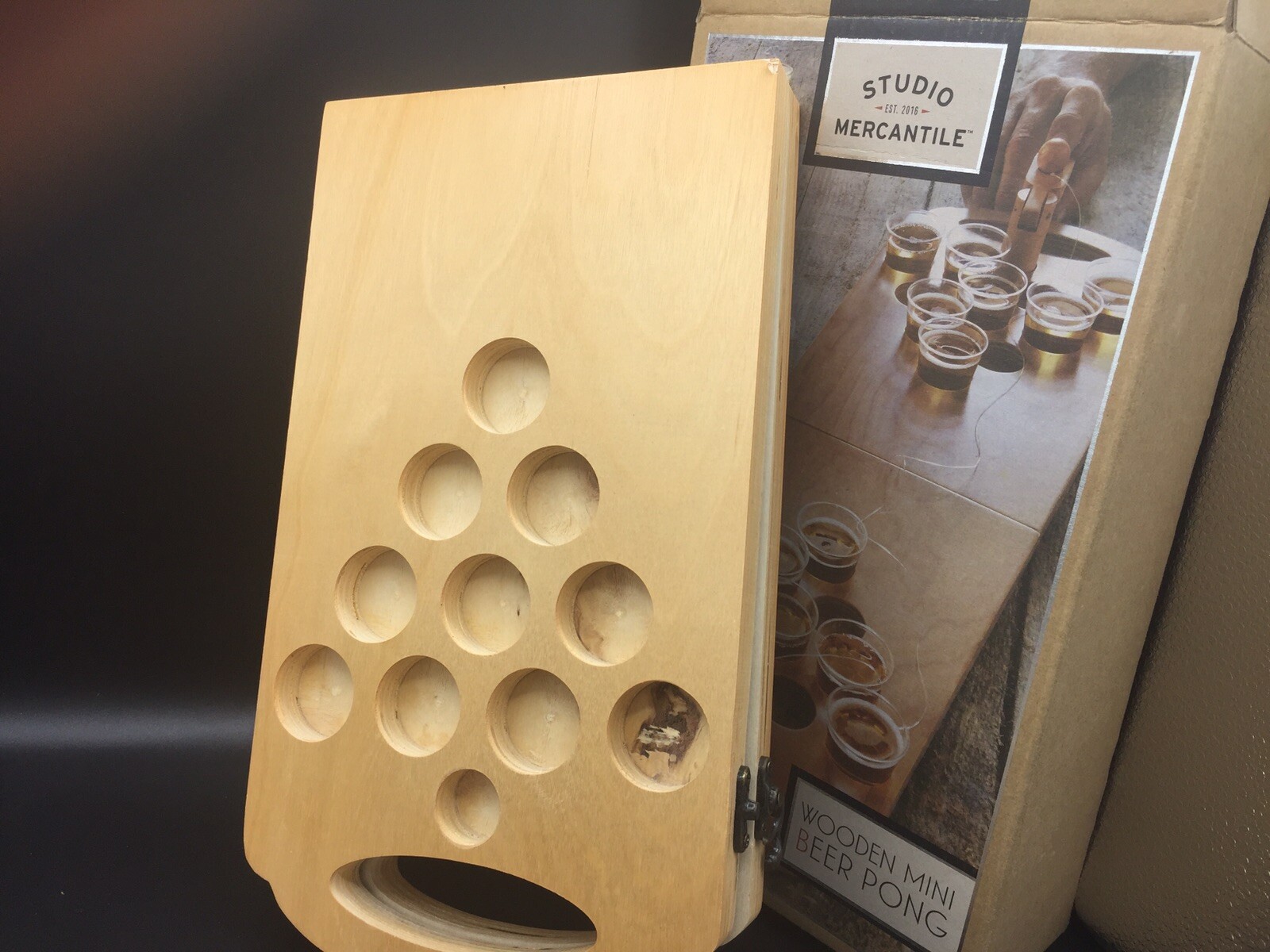 WOODEN MINI BEER PONG PARTY GAME BY STUDIO MERCANTILE