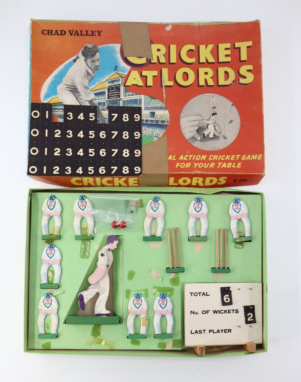 Vtg 1950s Cricket at Lords game By Chad Valley Near Complete