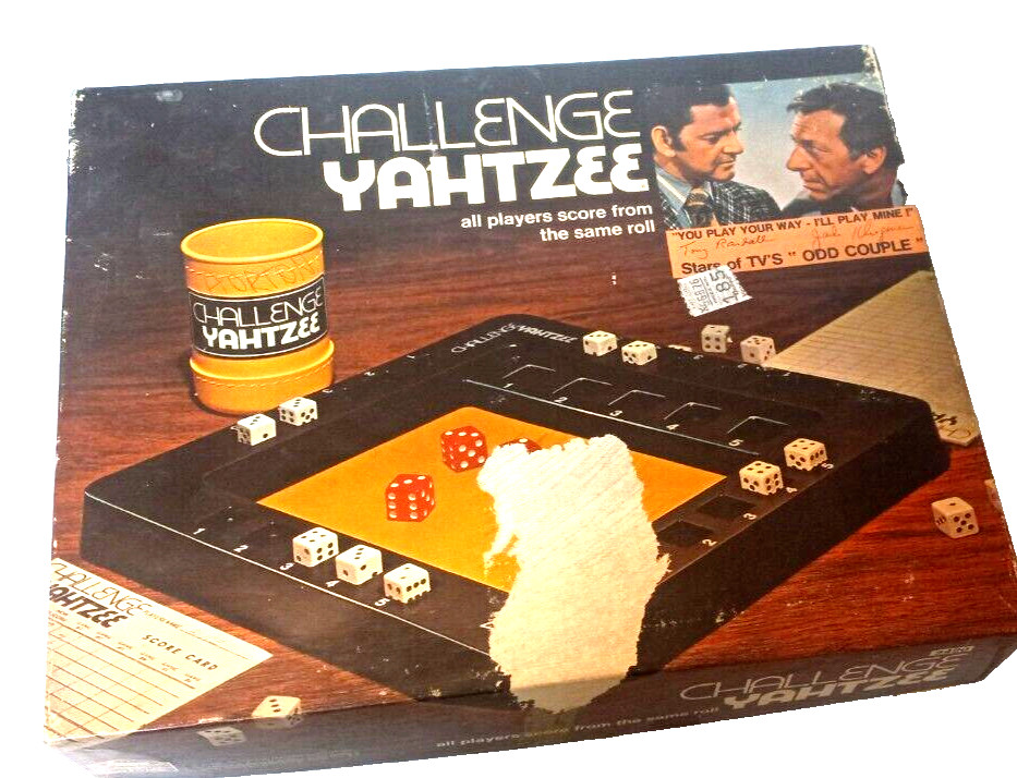 VTG 1974 Challenge Yahtzee Board Game Complete Odd Couple Edition Milton Bradley