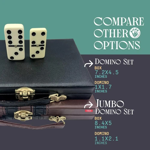 Premium Classic Domino Set – Jumbo – Double Six – 28 Thick Pieces in Durable Woo