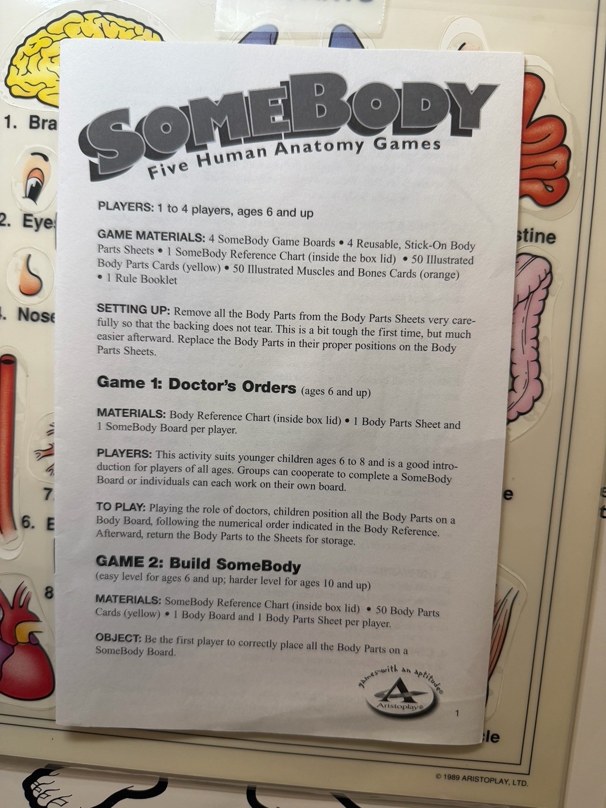 Some Body Five Human Anatomy Games Near COMPLETE NO INSTRUCTIONS Aristoplay 1999