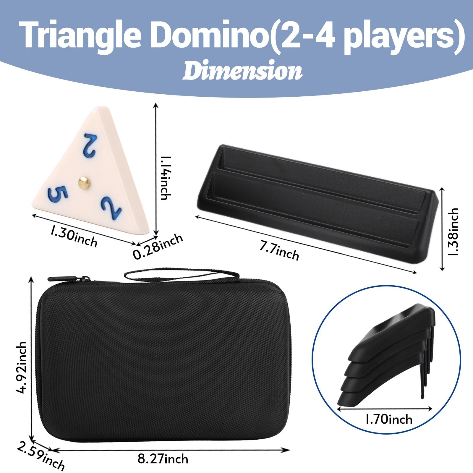 Triangle Domino Game Set with 4 Holders Travel Case | 56 Upgrated Triangular …