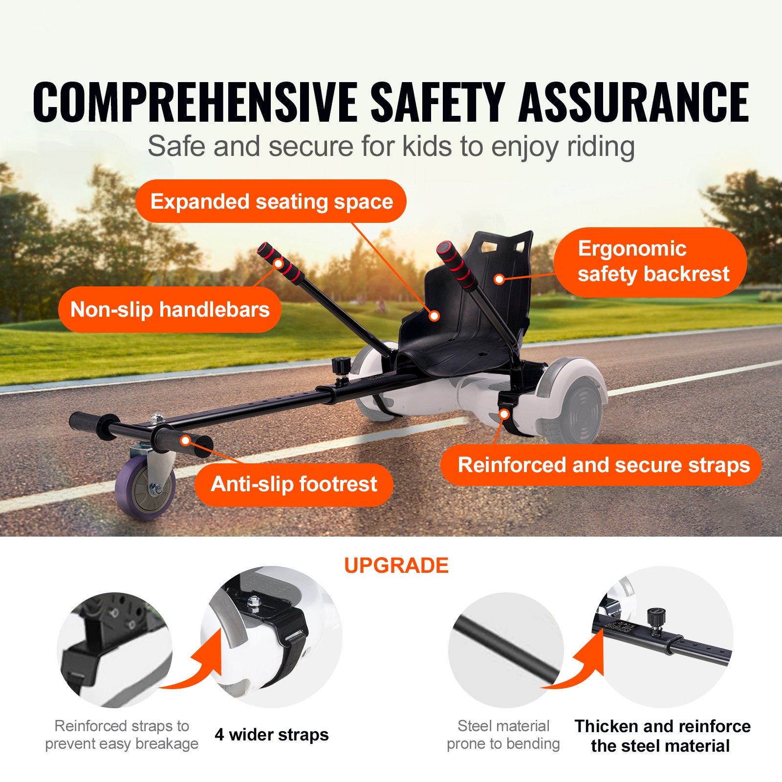 Universal Seat Hoverboard Converts Go Kart Attachment for Adults Kids Adjustable