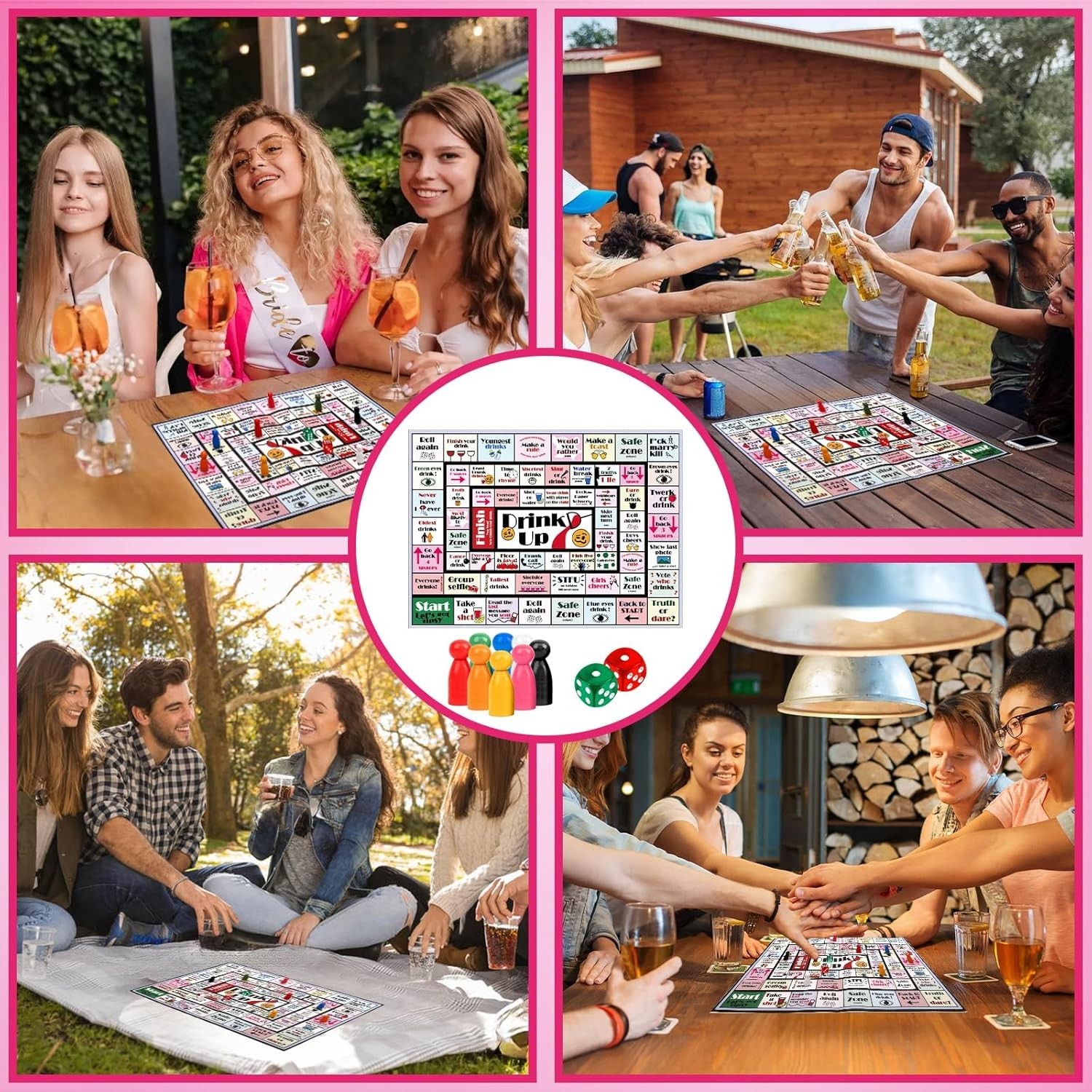 Drinking Board Games for Adults Girls Night,Waterproof Leather Mat Drinking G…