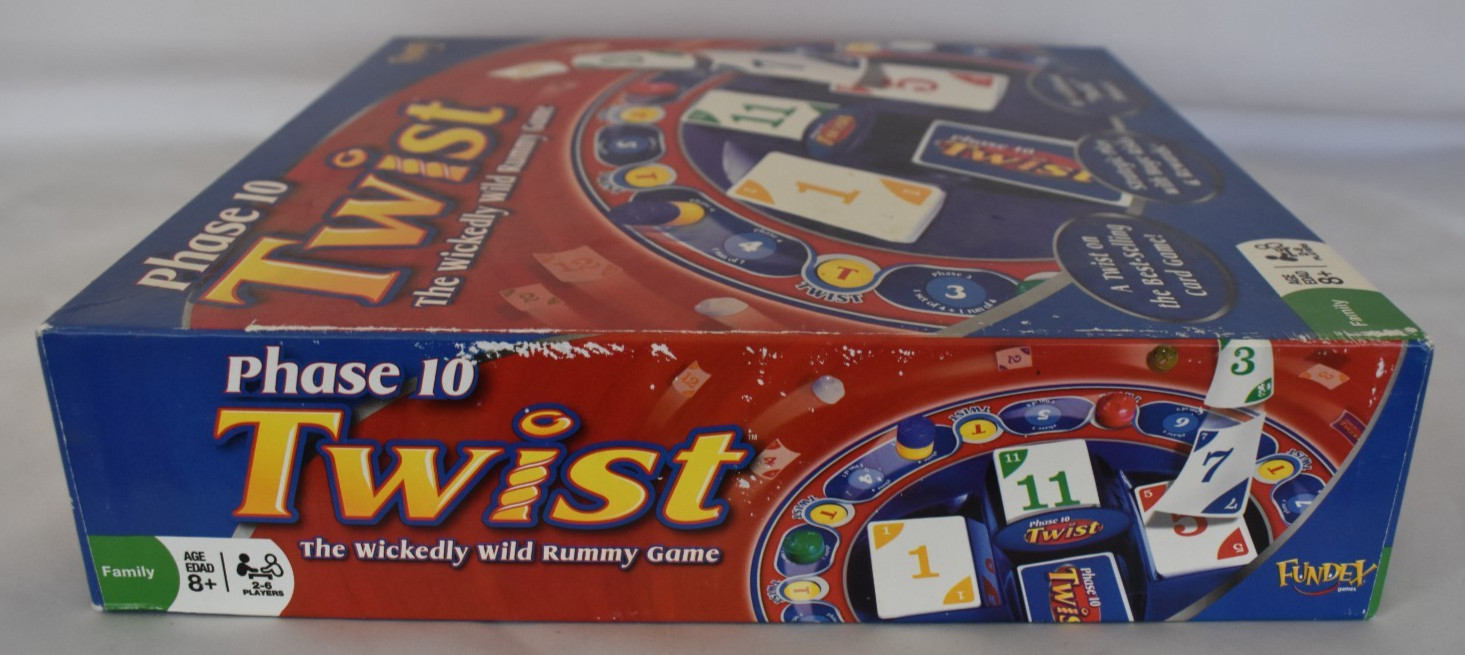 Phase 10 Twist Board Game Open Box SEALED PARTS Fundex 2008 Wickedly Wild Rummy