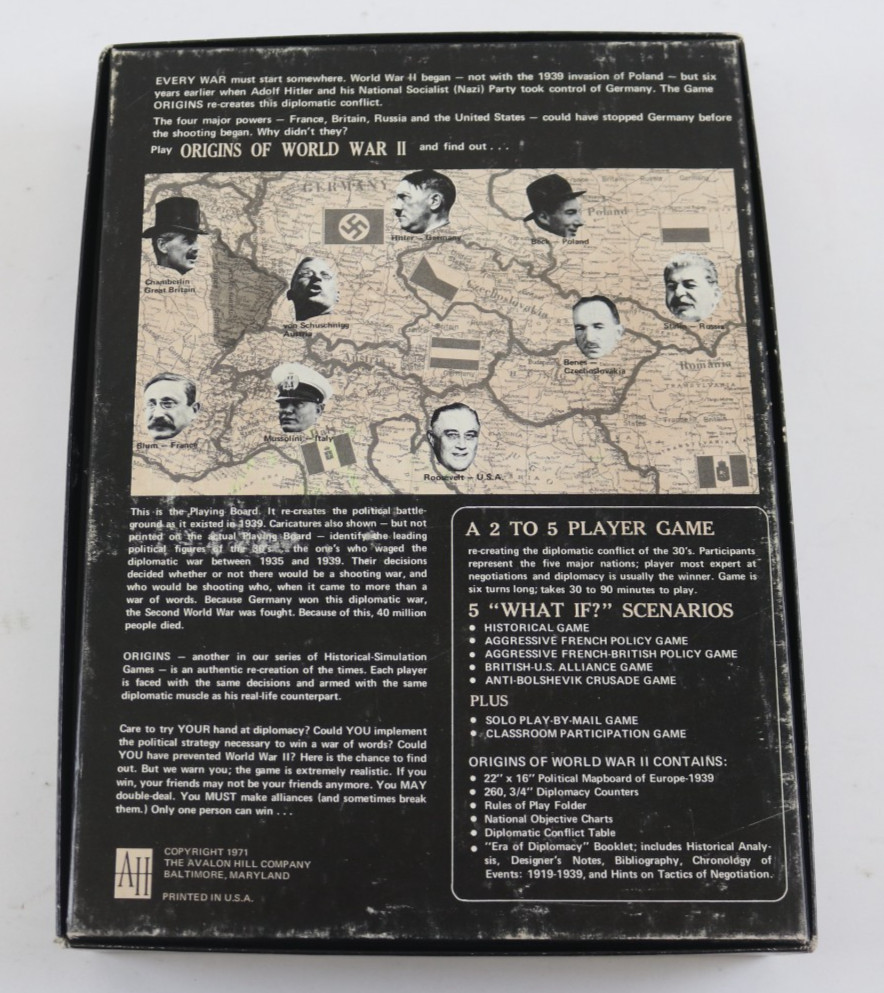 Origins of World War II – 1971 Avalon Hill Bookshelf Game | Vintage Strategy