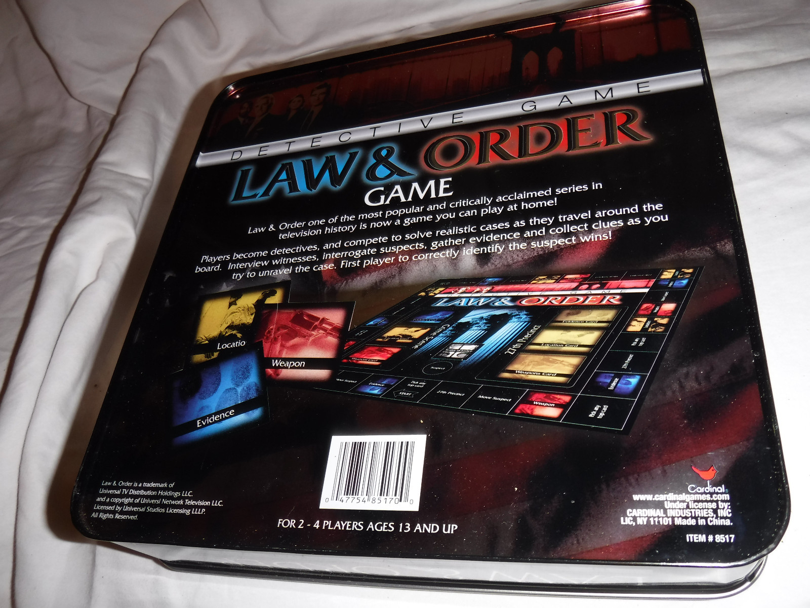 Detective Game Law & Order Game 2-4 Players Ages 13+ Board Game Excellent