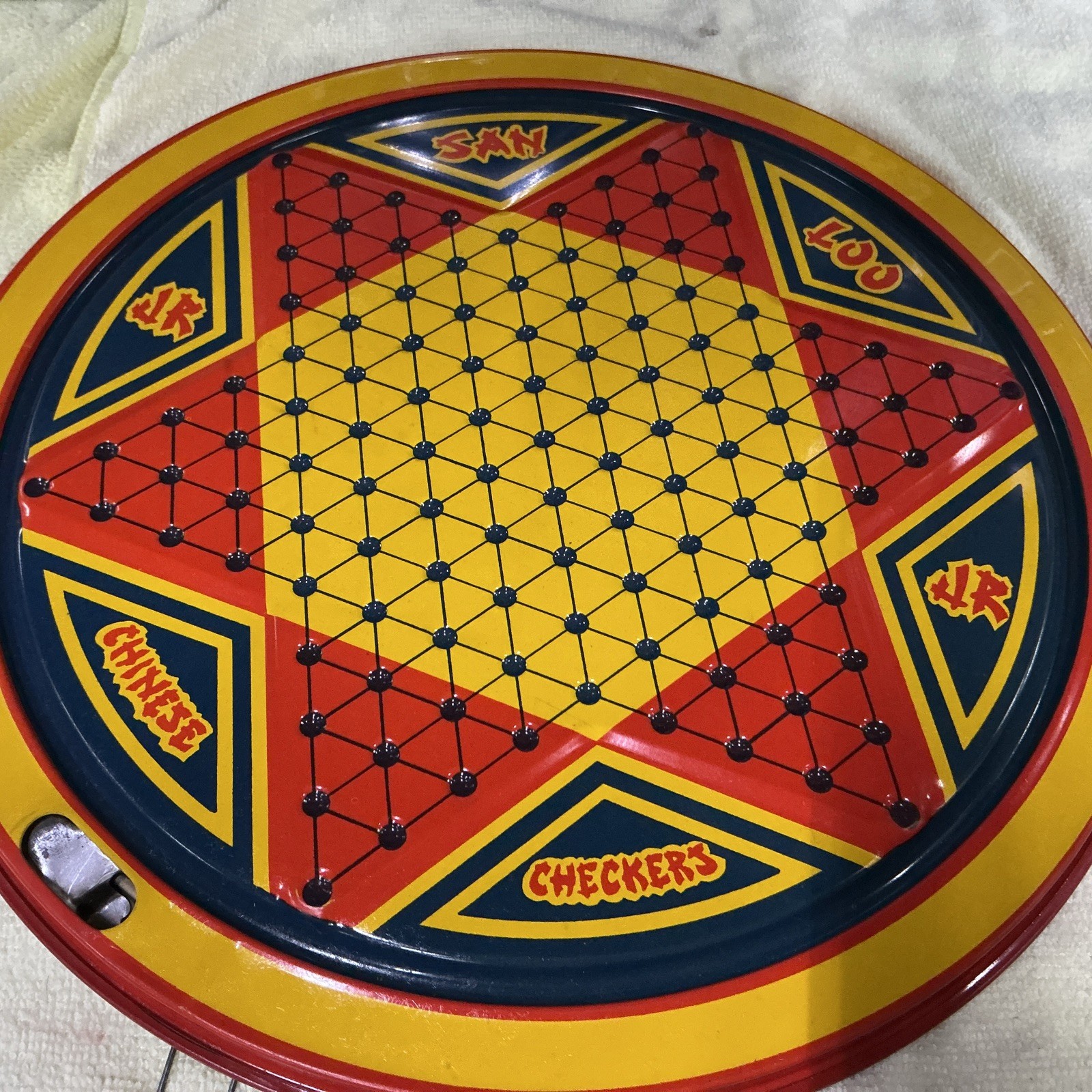 Vintage San Loo Junior Chinese Checkers Tin Litho Board Northwestern Products