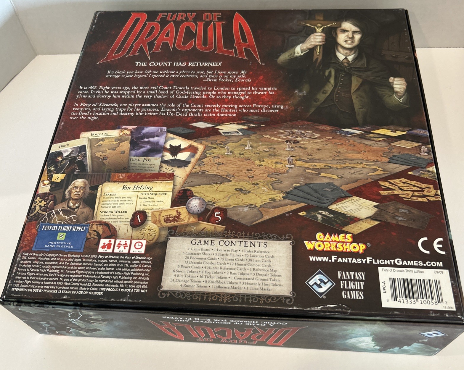 Fantasy Flight – Fury of Dracula (3E) Board Game Open Box. Not Played. Box Issue