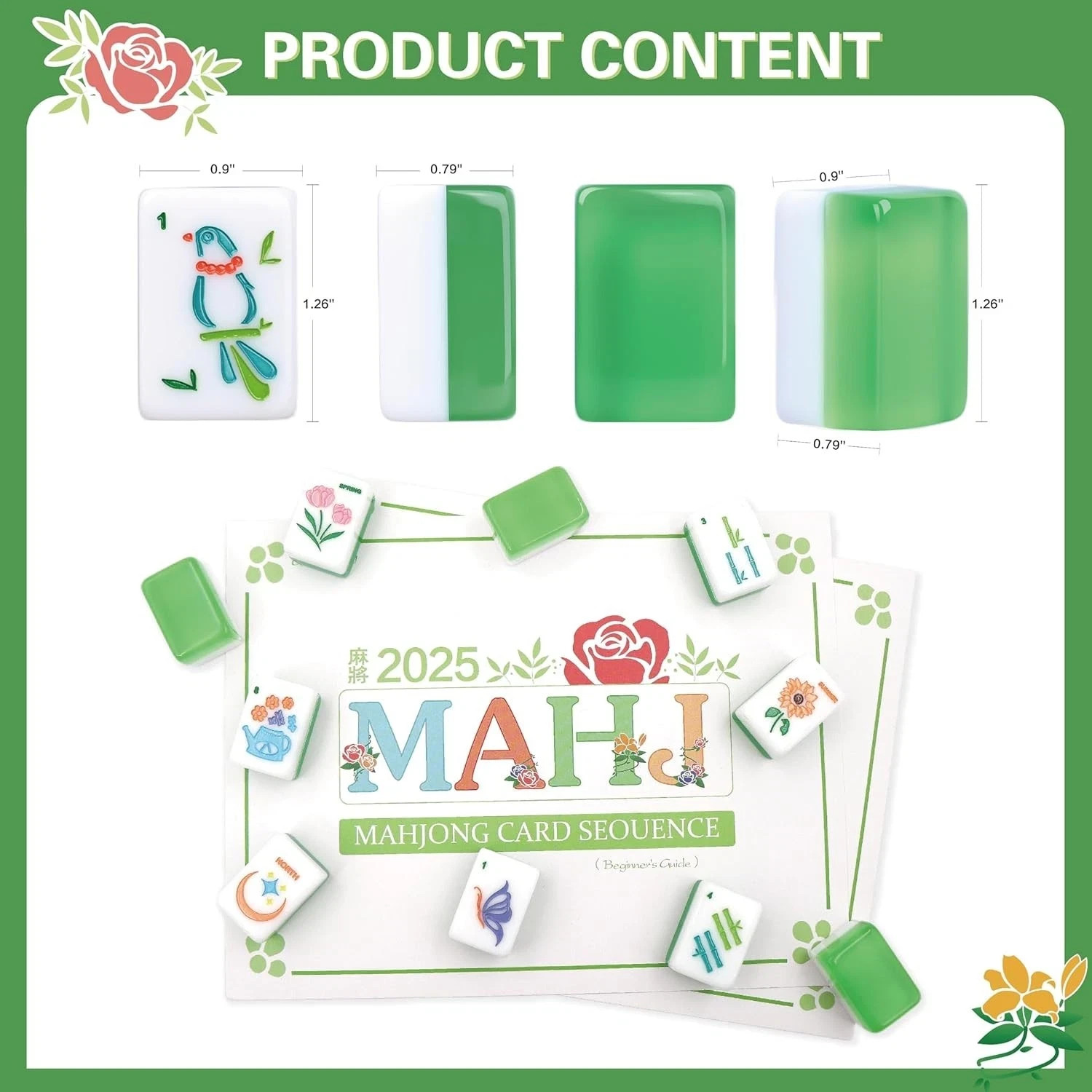 American Mahjong Tile Set, 166 Green Mahjong Tile Set American, Acrylic Engraved