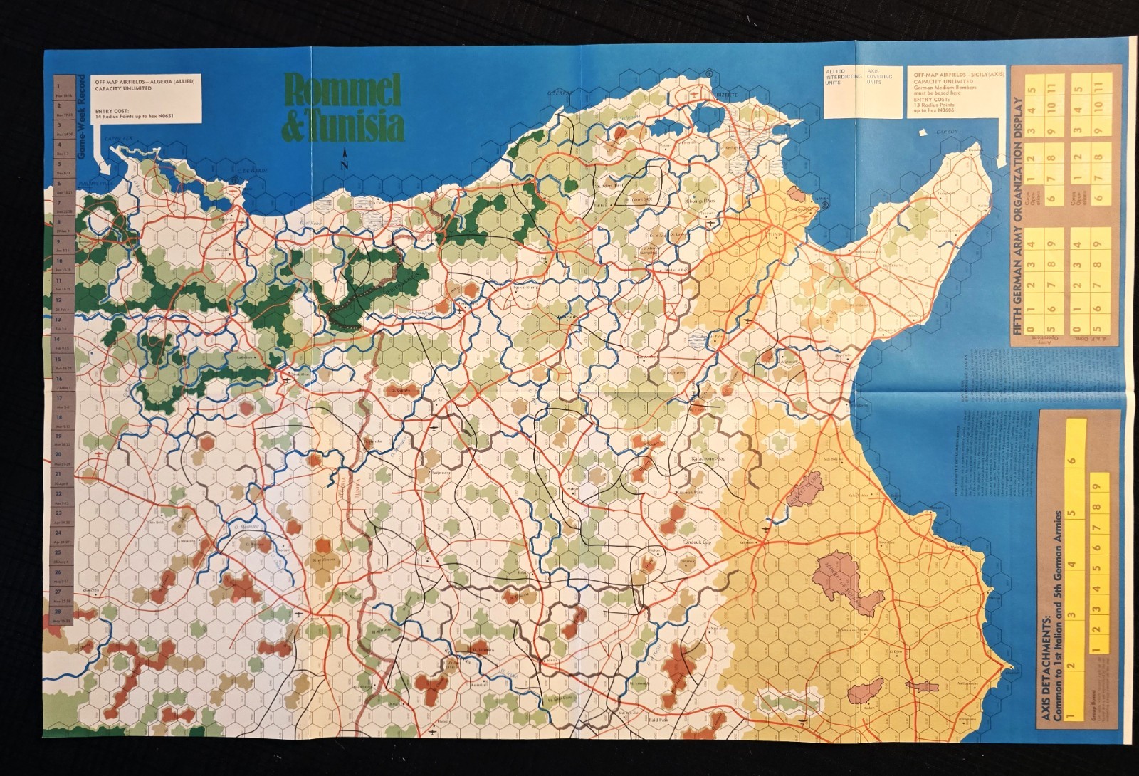 “ROMMEL & TUNISIA” WAR GAME – OSG – PART PUN (21/600), COMPLETE + ERRATA