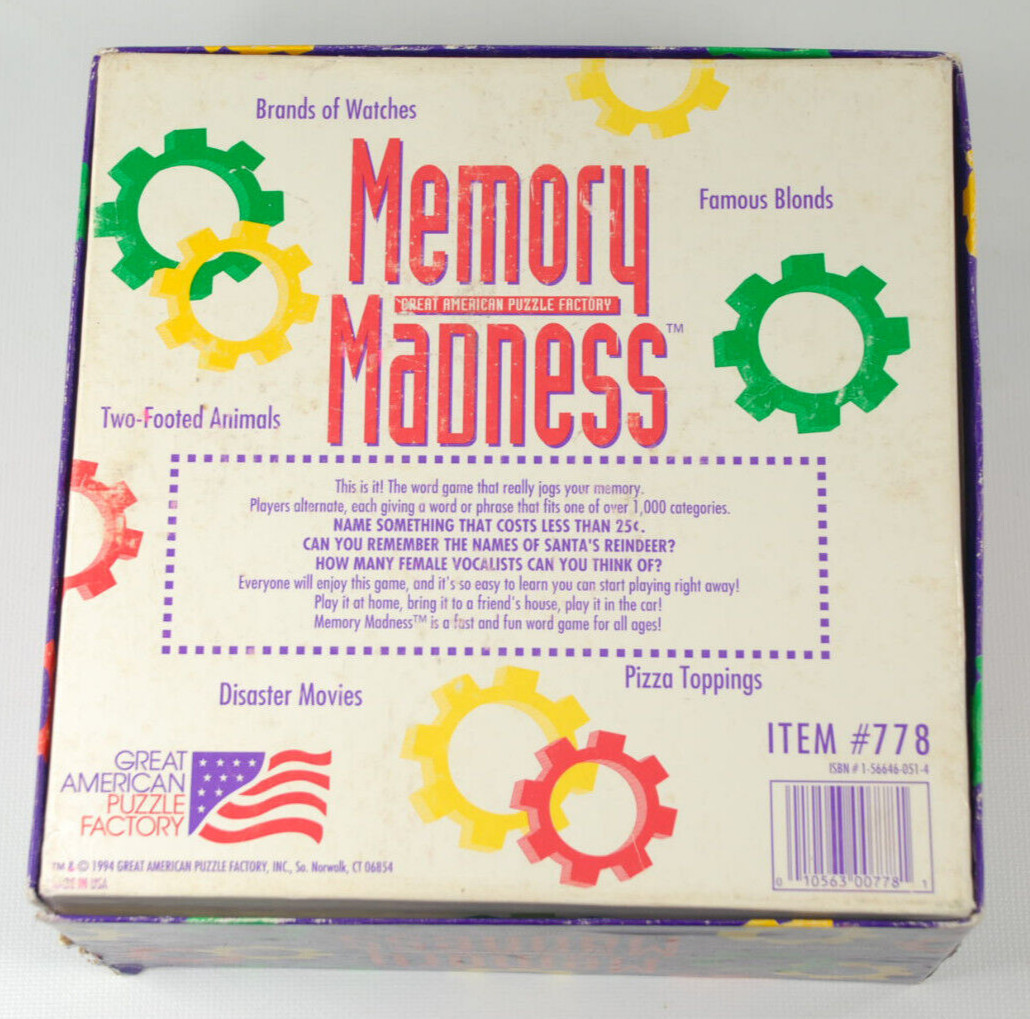 MEMORY MADNESS The Word Game That Jogs Your Memory GREAT AMERICAN PUZZLE FACTORY